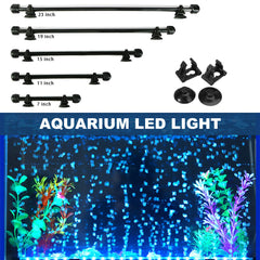 13.2W 18-90CM Fish Aquarium Tank 12V LED 3modes Submersible Light Underwater White + Blue Lamp Lantern