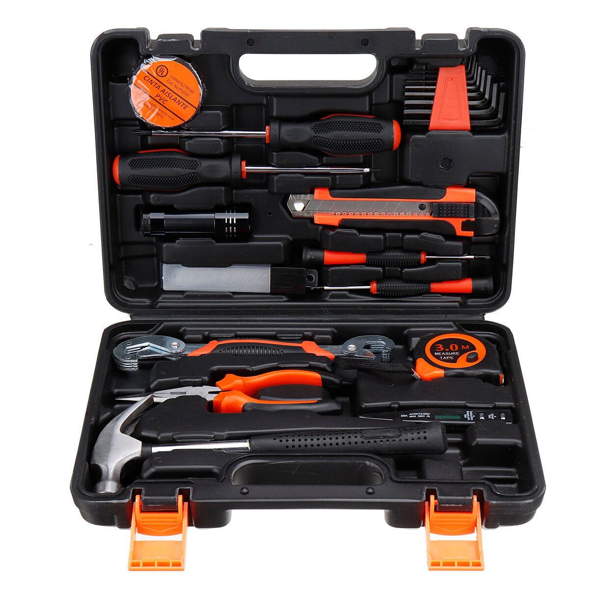 9/25/82/100 Pcs Household Repair Tool Kit Set Hammer Ruler Hand Tool Kit With Plastic Toolbox