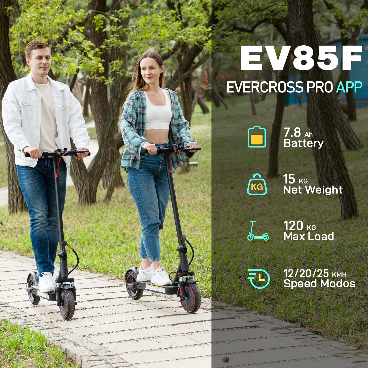 Electric Scooter 36V 7.8AH Battery 350W Motors 8.5inch Solid Tires 30KM Max Mileage 120KG Max Load Folding E-Scooter