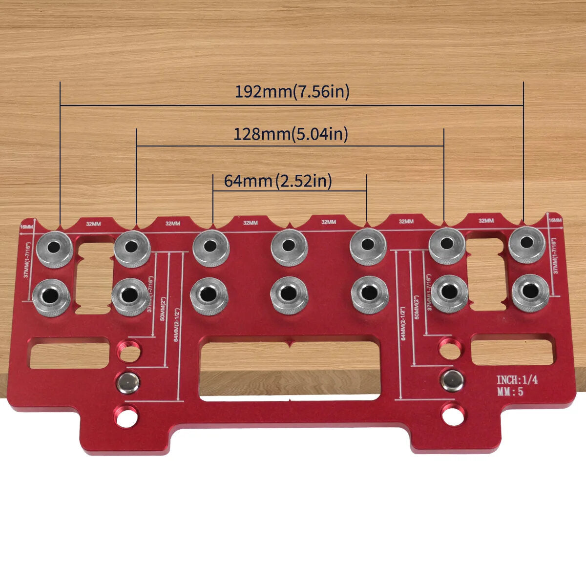 Multifunctional Pocket Hole Jig Set - Aluminum Alloy Tool for Precise Woodworking, Handle Punch Locator, Black/Red