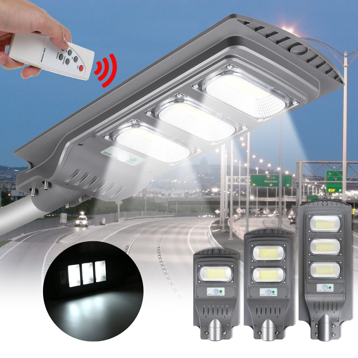160/320/480W LED Solar Street Light PIR Motion Sensor Outdoor Wall Lamp+Remote