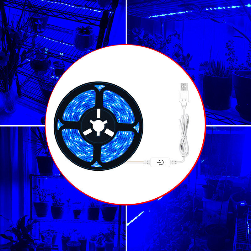 0.5/2/3M IP65 Waterproof LED Grow Light Strip Plant Growing Lamp Touch Control Ice Blue Light