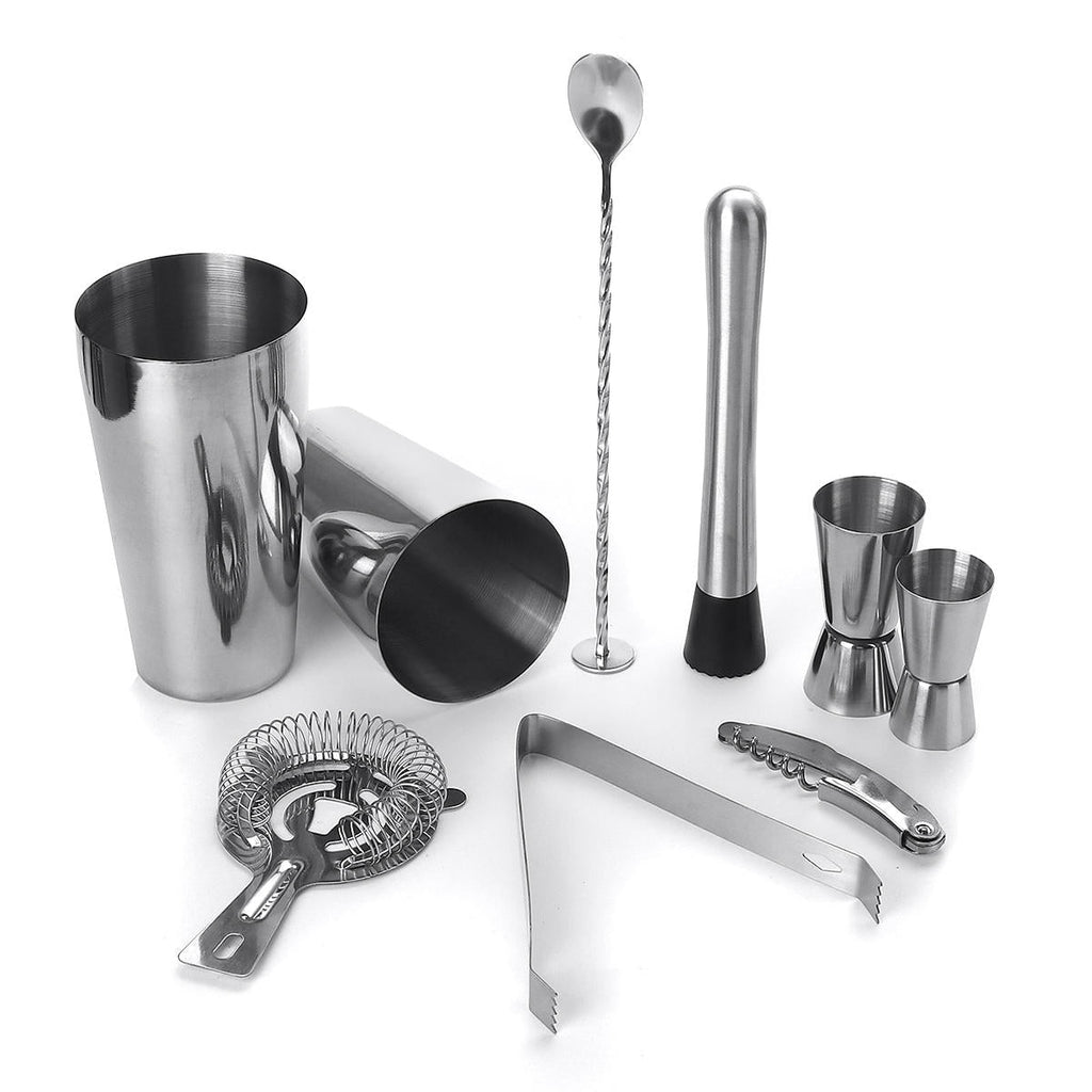 9 Piece Stainless Steel Cocktail Shaker Jigger Mixer Bar Drink Shaker Bartender Set Restaurant Supplies