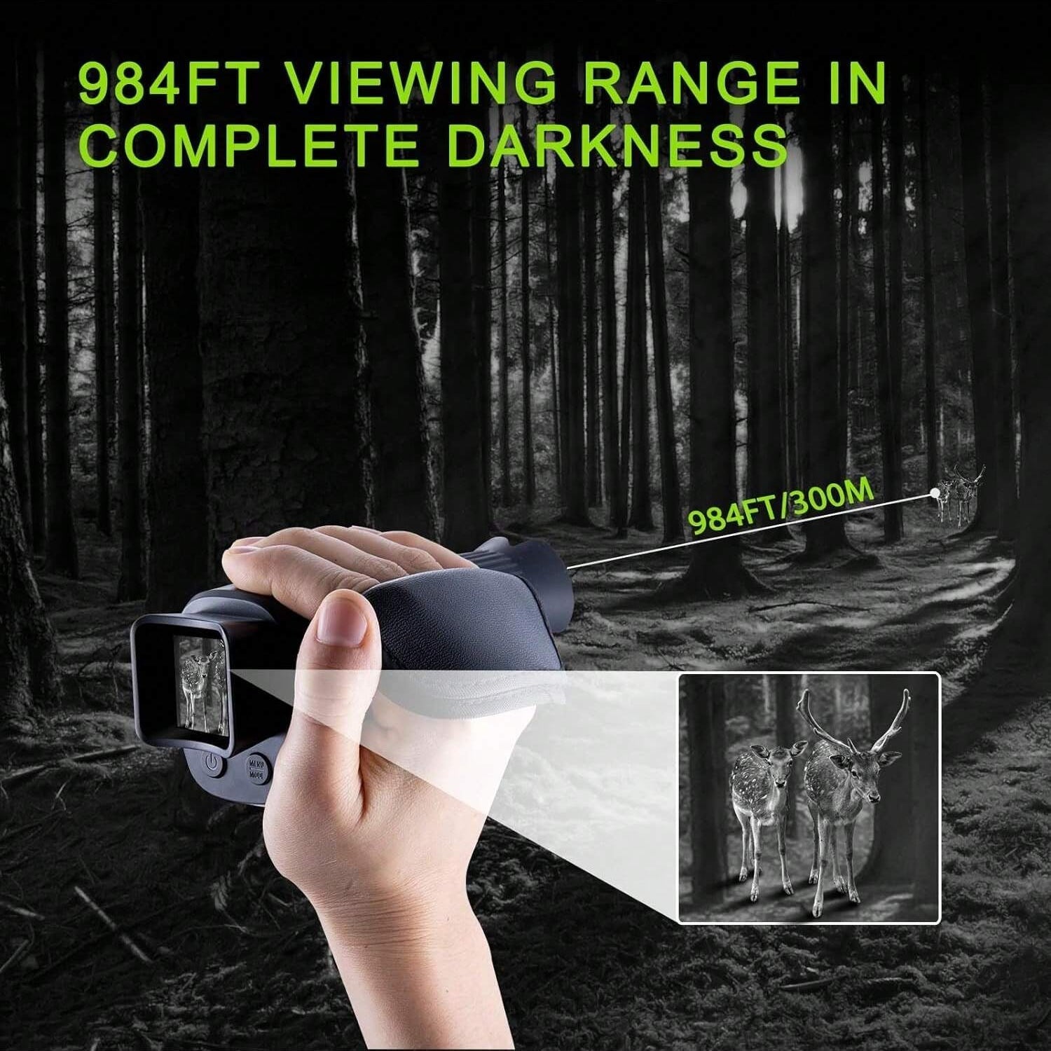 1080P HD Night Vision Monocular, 5X Zoom, 300m Infrared Camera, IPX4 Waterproof, Outdoor Hunting Telescope