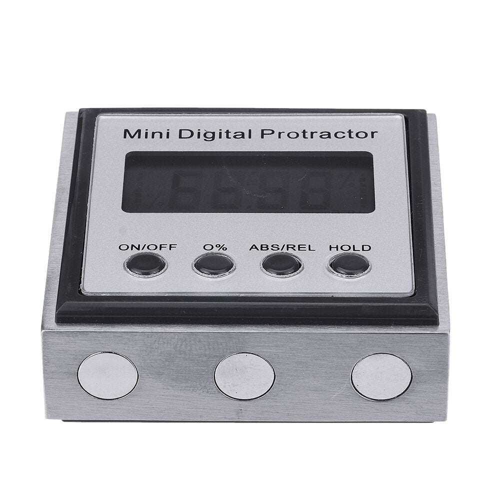 Mini Digital Protractor with Magnetic Base, 360° Measurement, Large LCD Display, Portable Tool, Stainless Steel, White