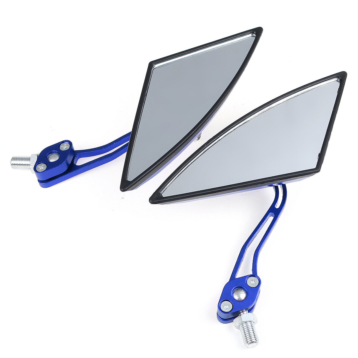 7/8 Inch 22mm Handle Bar Rearview Mirrors For Motorcycle Anti-glare Blue Lenses