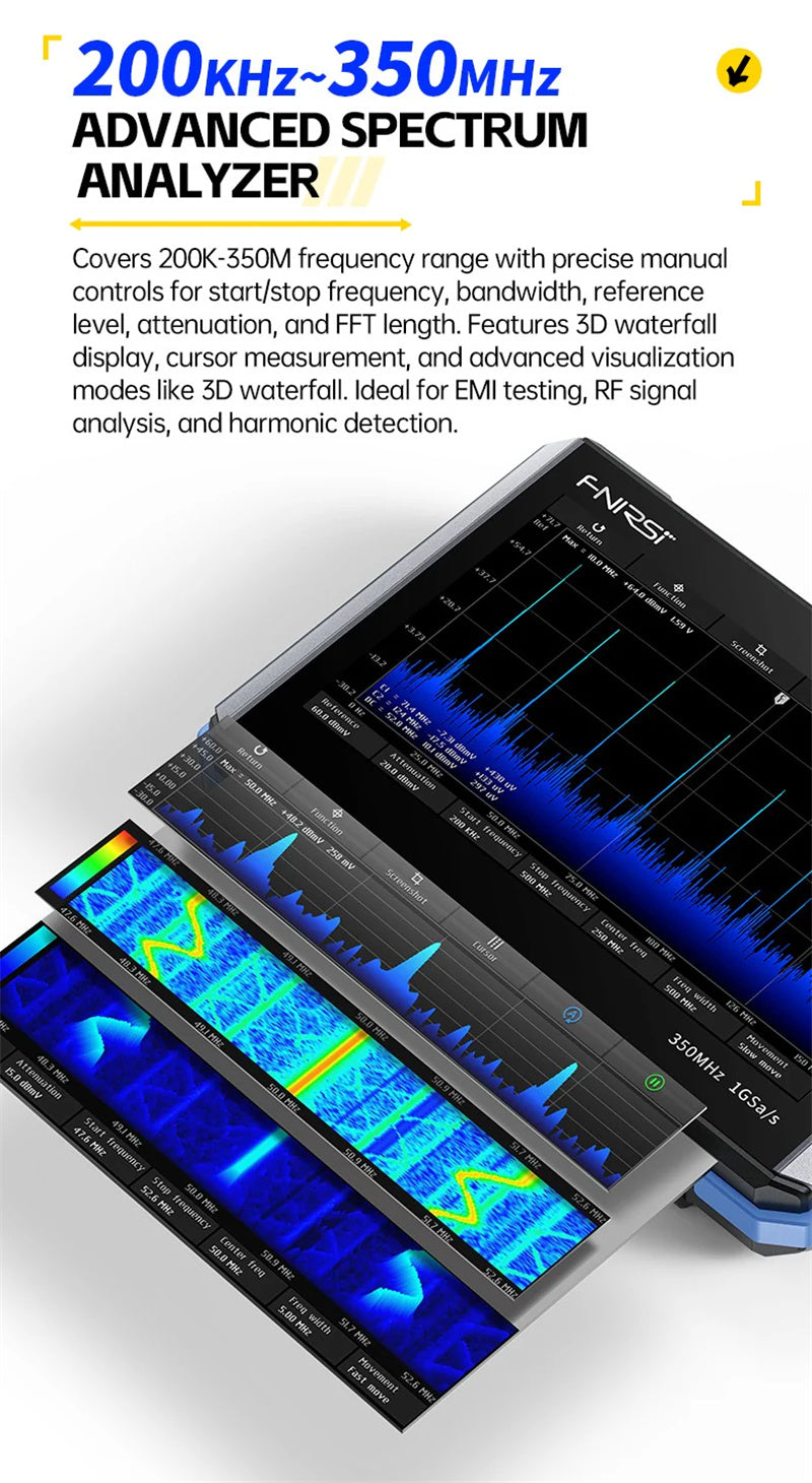 4-IN-1 350MHz 1GSPS Tablet Oscilloscope Signal Generator Spectrum Analyzer Frequency Response Analyzer