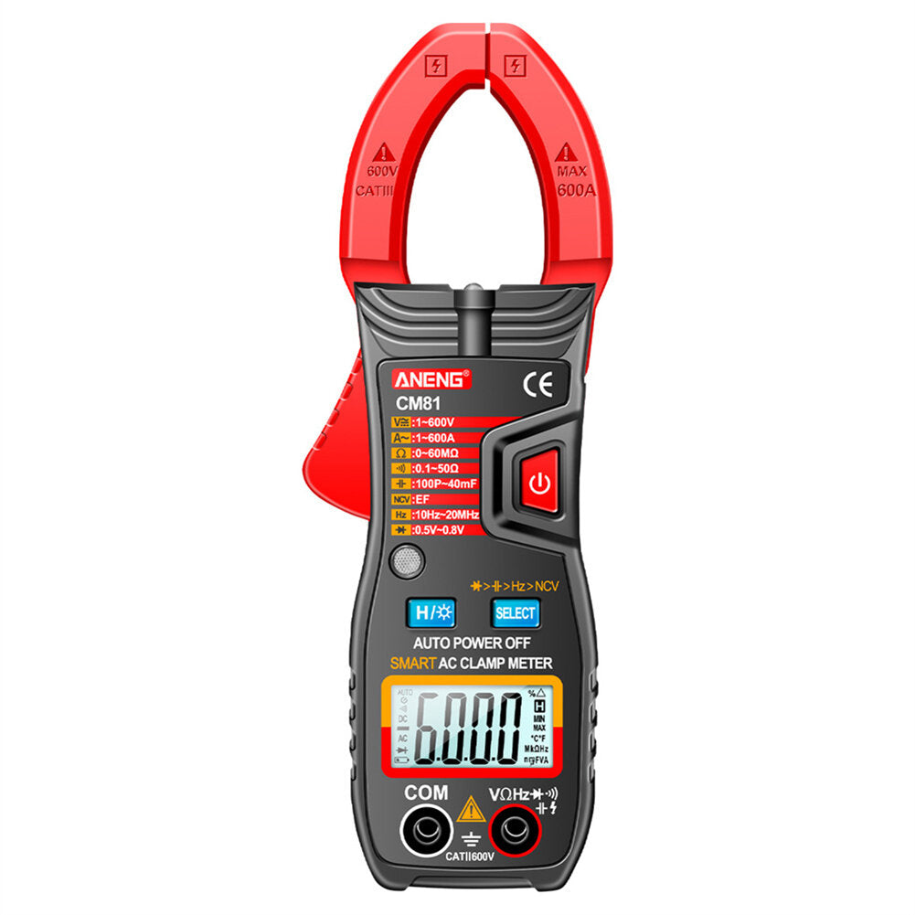 6000 Counts Auto Range NCV Digital Clamp Meter DC/AC Voltage Current Resistance Frequency Capacitance Tester