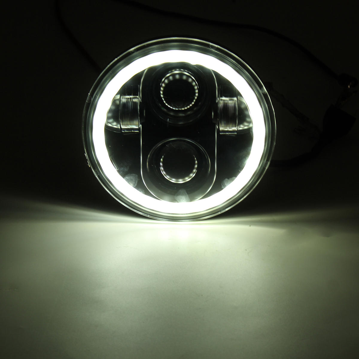 5.75" 75W 6000K DRL Amber Halo Angle Eyes Projector LED Round Headlights Low/High Beam Turn signal Light
