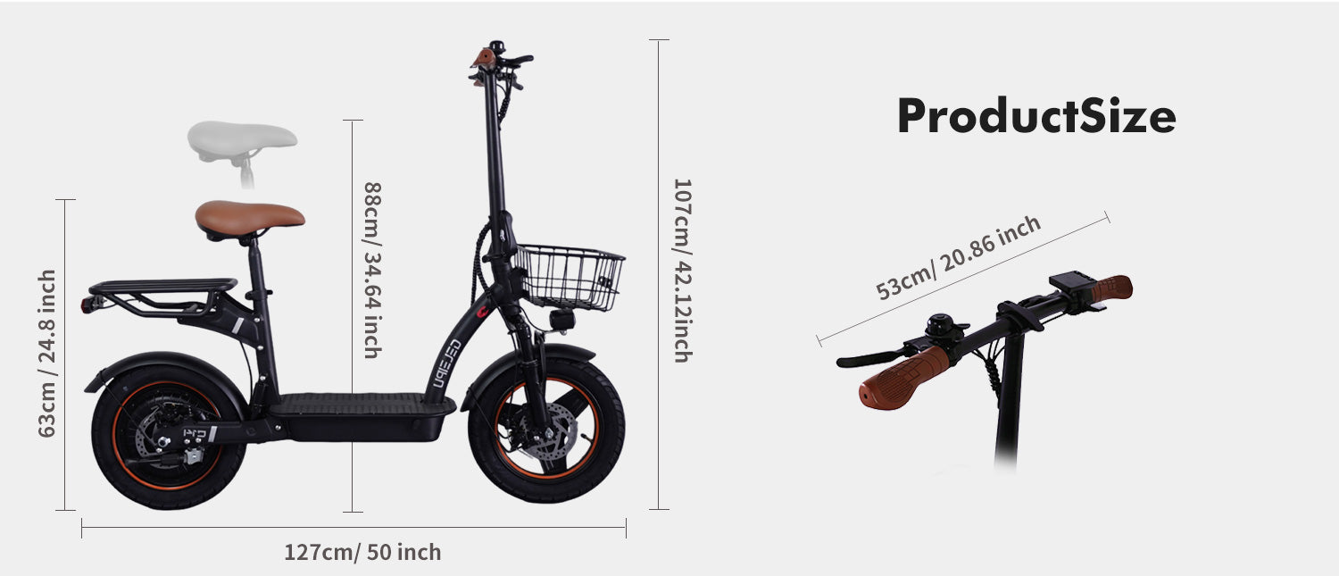 Electric Scooter w/ Seat 48V 17.5AH Battery 500W Motor Recommended Top Speed 25KM/H 14inch 100KM Max Mileage 120KG Max Load E-Scooter