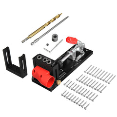 Pocket Hole Jig Kit - Aluminum Alloy, Adjustable Drilling Guide, 3-Hole Design, Includes Drill Bit & Screws