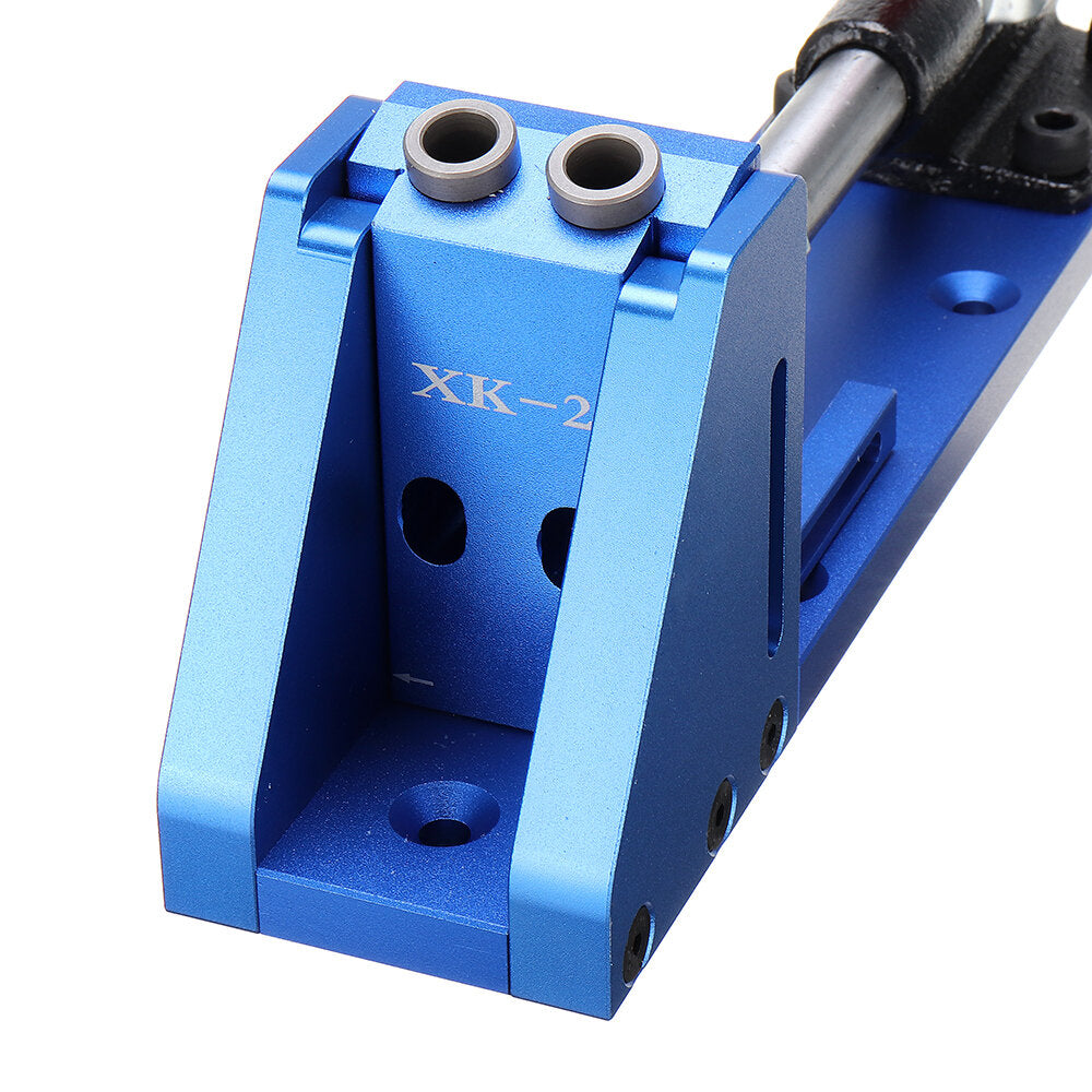 Blue Aluminum Alloy Diagonal Puncher Kit for Wood Drilling, Adjustable Pocket Jig with 9.5mm Drill Bit, 1 Set