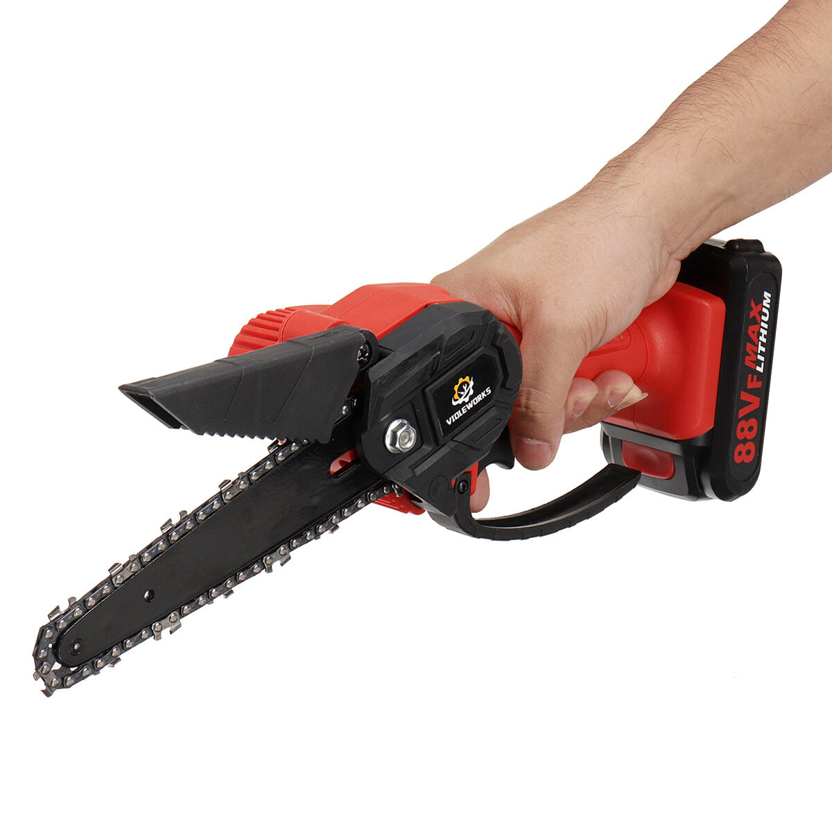 6 Inch 88VF Cordless Electric Chain Saw One-Hand Saw LED Woodworking Wood Cutter