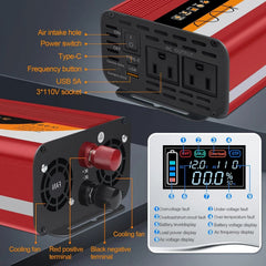 GreenZech Pro Inverter | 500W 1000W 1500W | 12V 24V Auto-Detect | Professional Pure Sine Wave Converter