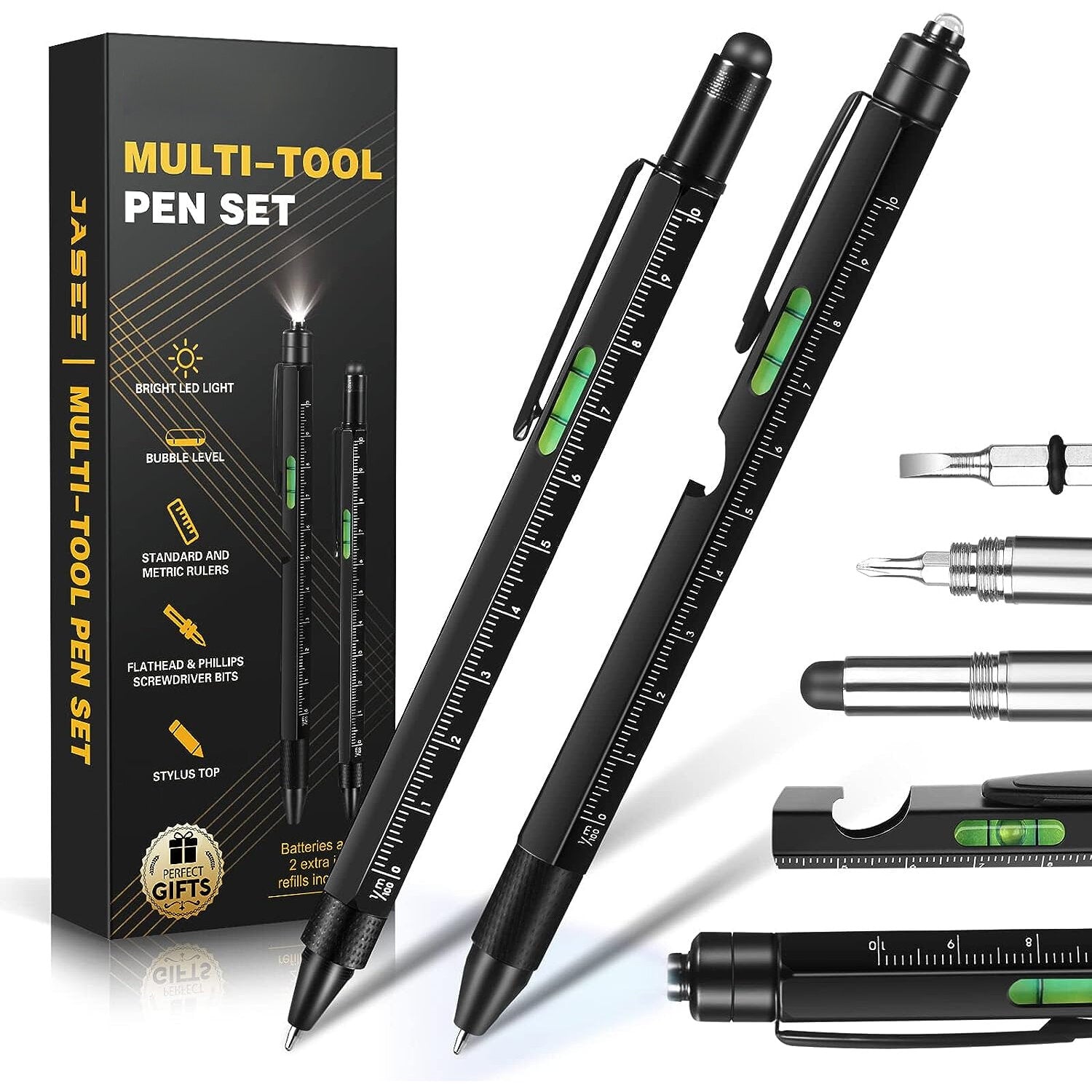 9-in-1 Multifunctional Pen with LED Light, Stylus, Screwdriver, Ruler, and More - Perfect Gift for DIY Enthusiasts