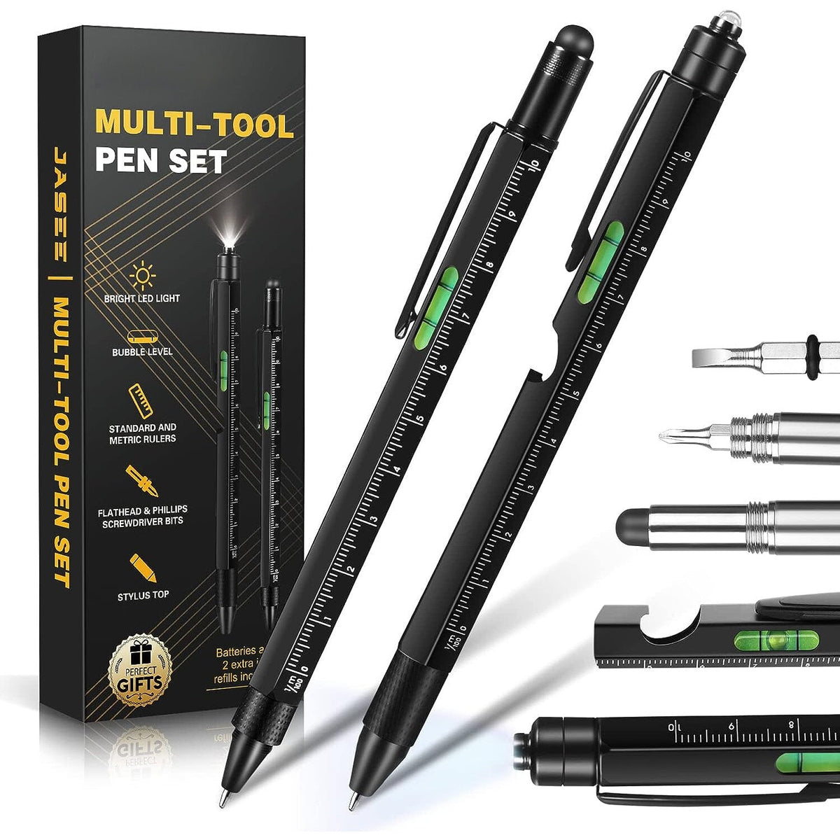 9-in-1 Multifunctional Pen with LED Light, Stylus, Screwdriver, Ruler, and More - Perfect Gift for DIY Enthusiasts