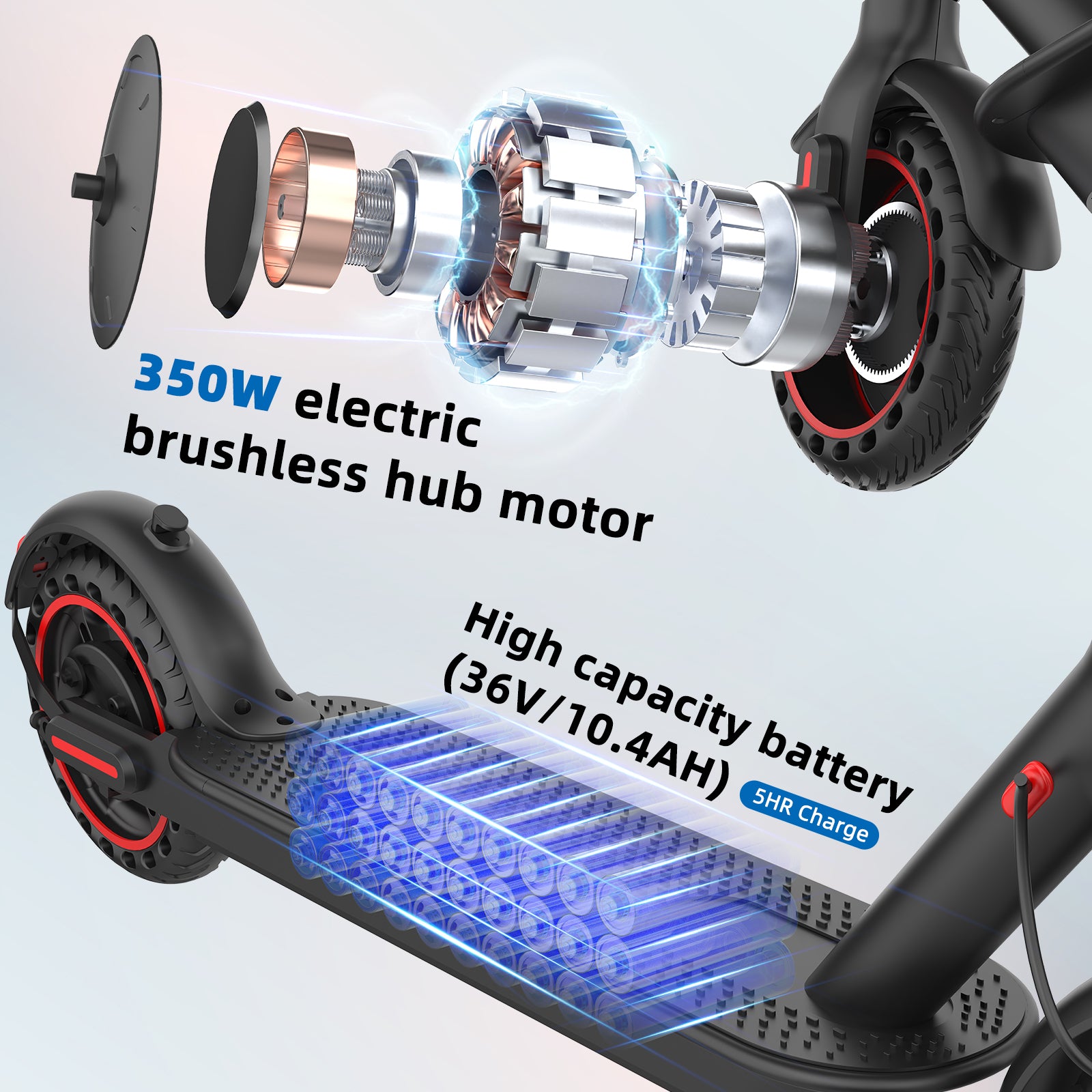lectric Scooter, 36V 10Ah Battery, 350W Motor, 8.5 Inch Tires, Top Speed 25-30KM/H, 120KG Max Load, Folding E-Scooter
