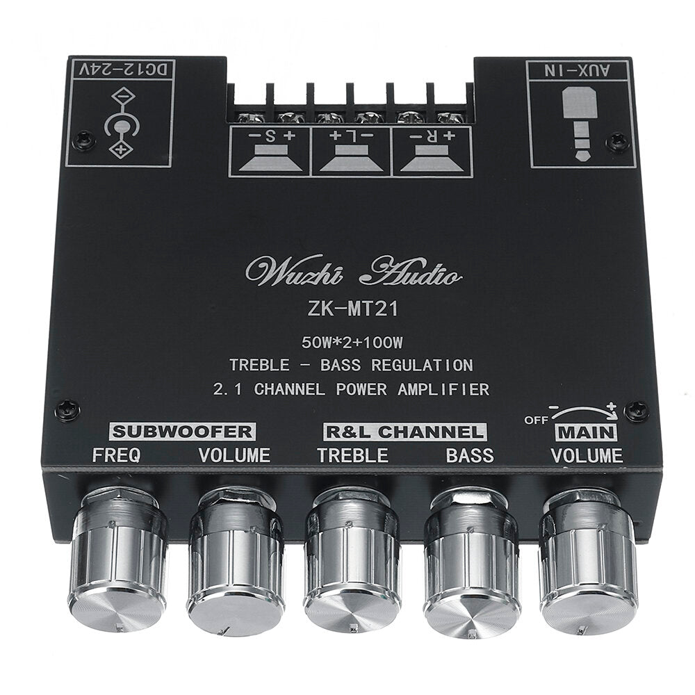 Bluetooth 5.0 Subwoofer Amplifier Board 50WX2+100W 2.1 Channel Power Audio Stereo Amplifier Tone Board Bass AMP AUX