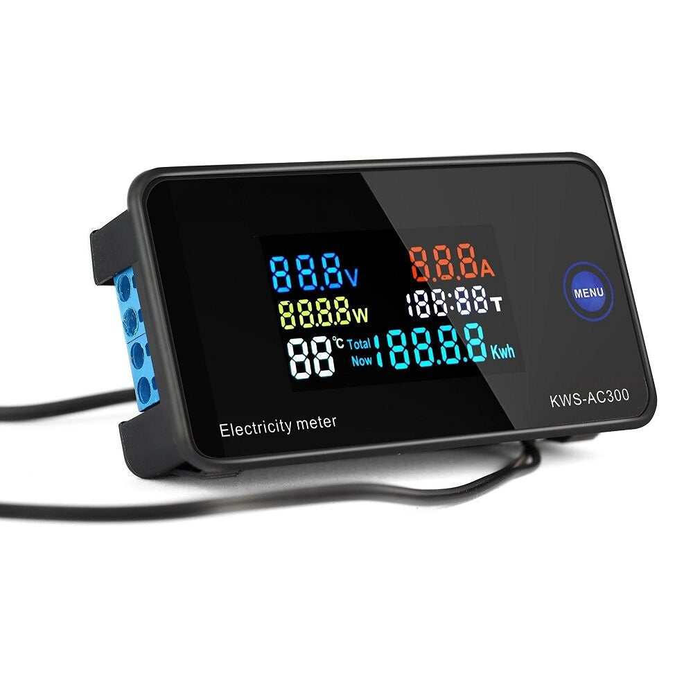AC 50~300V 20A/100A Digital Electricity Meter Voltmeter Ammeter With CT Power Current Voltage Temperature Measurement