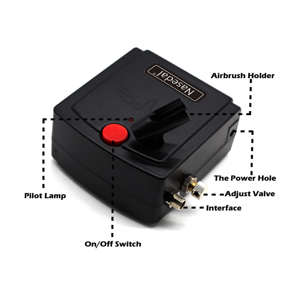 Mini Air Pump Airbrush Set with Compressor 0.3mm Sprayer Airbrush Kit for Nail Airbrush for Model/Cake/Car Painting