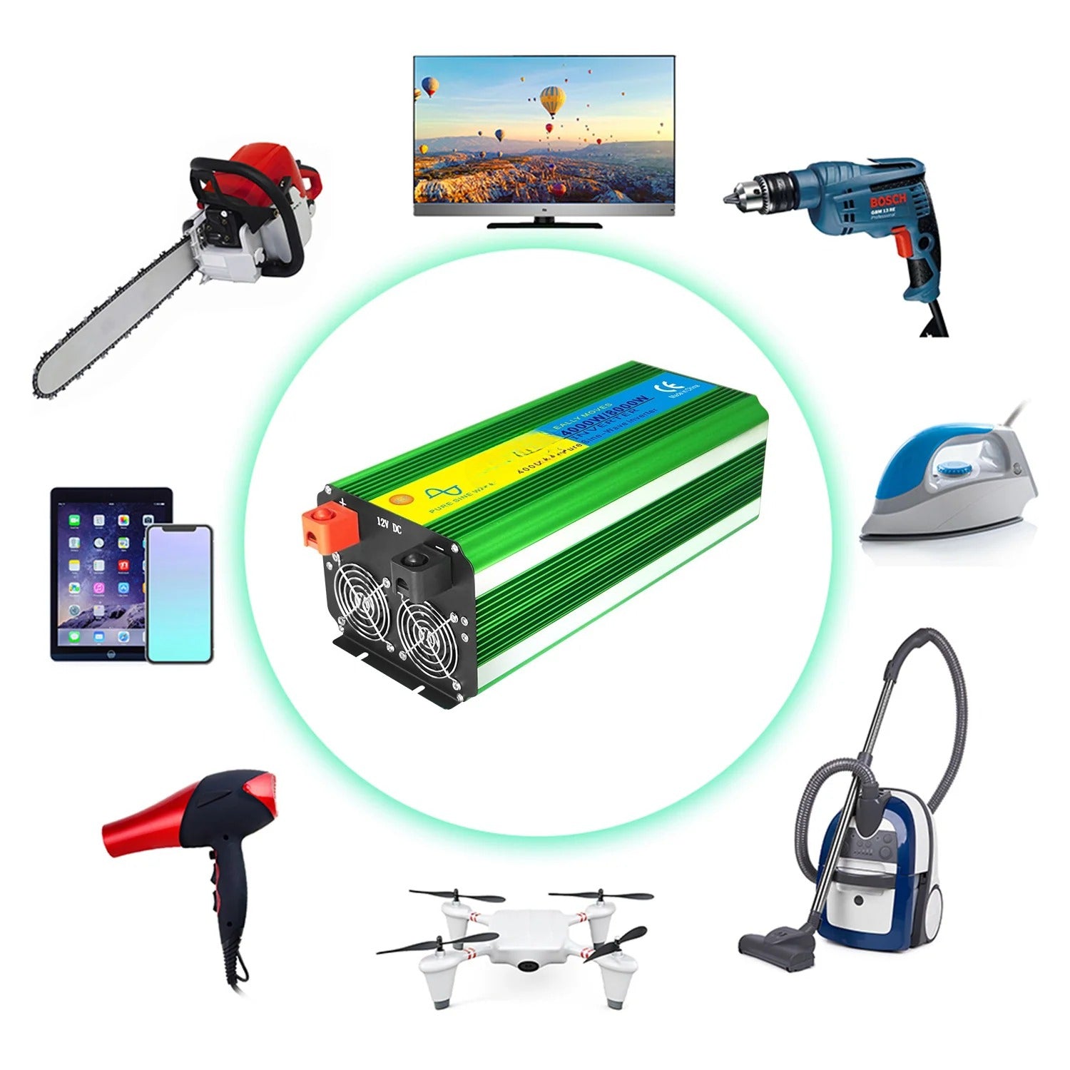 GreenZech Elite 4000W Inverter | 8000W Peak Power | Heavy-Duty Professional Pure Sine Wave Converter
