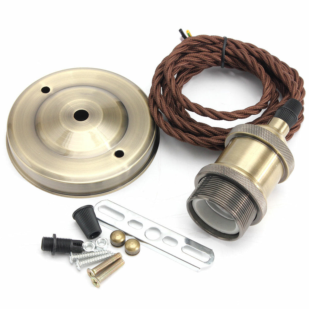 110V-220V 600W Vintage Lamp Holder Ceiling Canopy and Copper Socket with 2M Wire