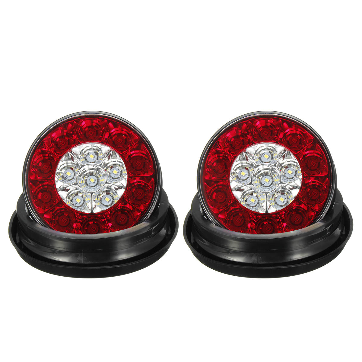 2Pcs 12V 24V Round Tail Lights 16 LED Caravan For Boat Truck Trailer Lorry Brake Stop