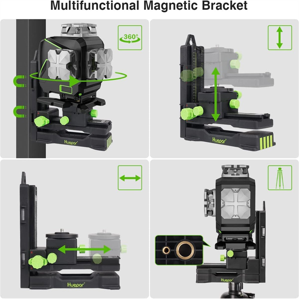 4D 16 Line Laser Level Self-Leveling LCD Screen Bluetooth Connectivity Rechargeable Battery IP54 Waterproof Type-C Charging