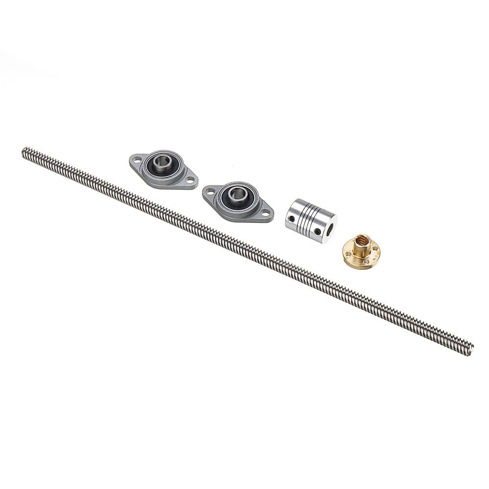 200/300/400mm T8 Lead Screw with Shaft Coupling and KFL Pillow Block Flange Ball Bearing Mounting Support Set
