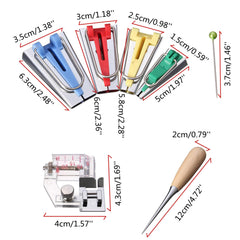 6/12/18/25mm Fabric Bias Binding Tape Maker Kit Set Binder Foot For Sewing Quilting + AWL