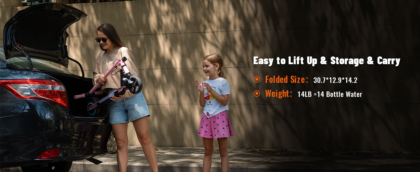 Kids Electric Scooter, 21.6V 2.5Ah, 130W Motor, Max Speed 14KM/H, 6.5in Folding Electric Scooter, 5-8KM Range, Max Load 70Kg Children Electric Scooter