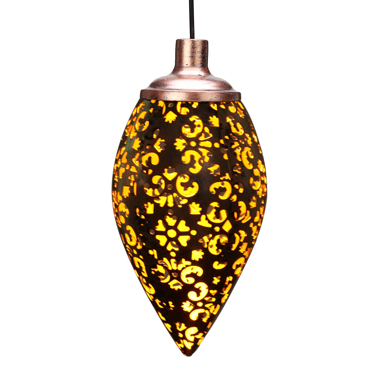 3.94''x8.27''x23.23'' Outdoor Iron Solar Light Pendant Hollow Projection Landscape Garden