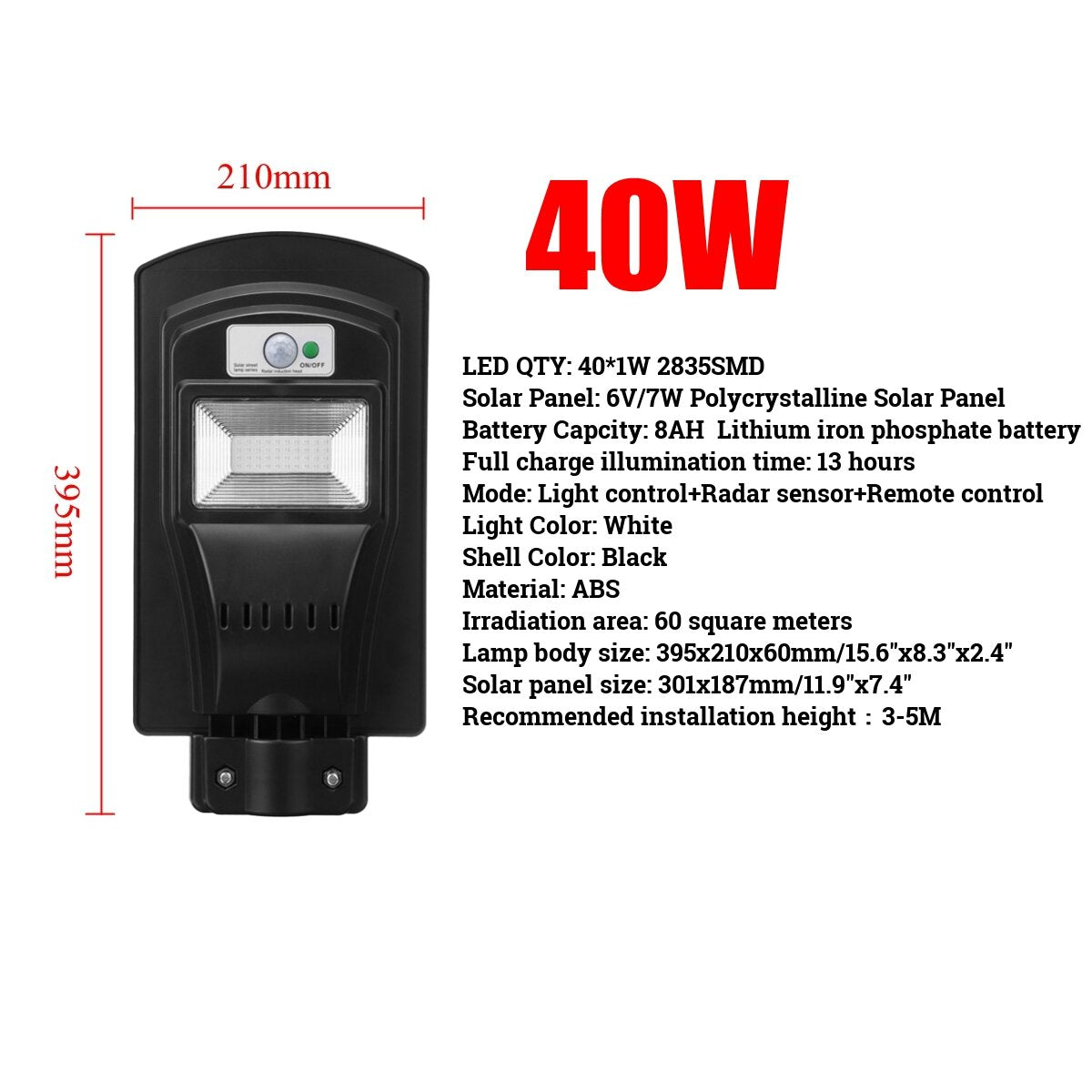 3000W LED Solar Street Light Flood Light Motion Sensor Remote Outdoor Garden
