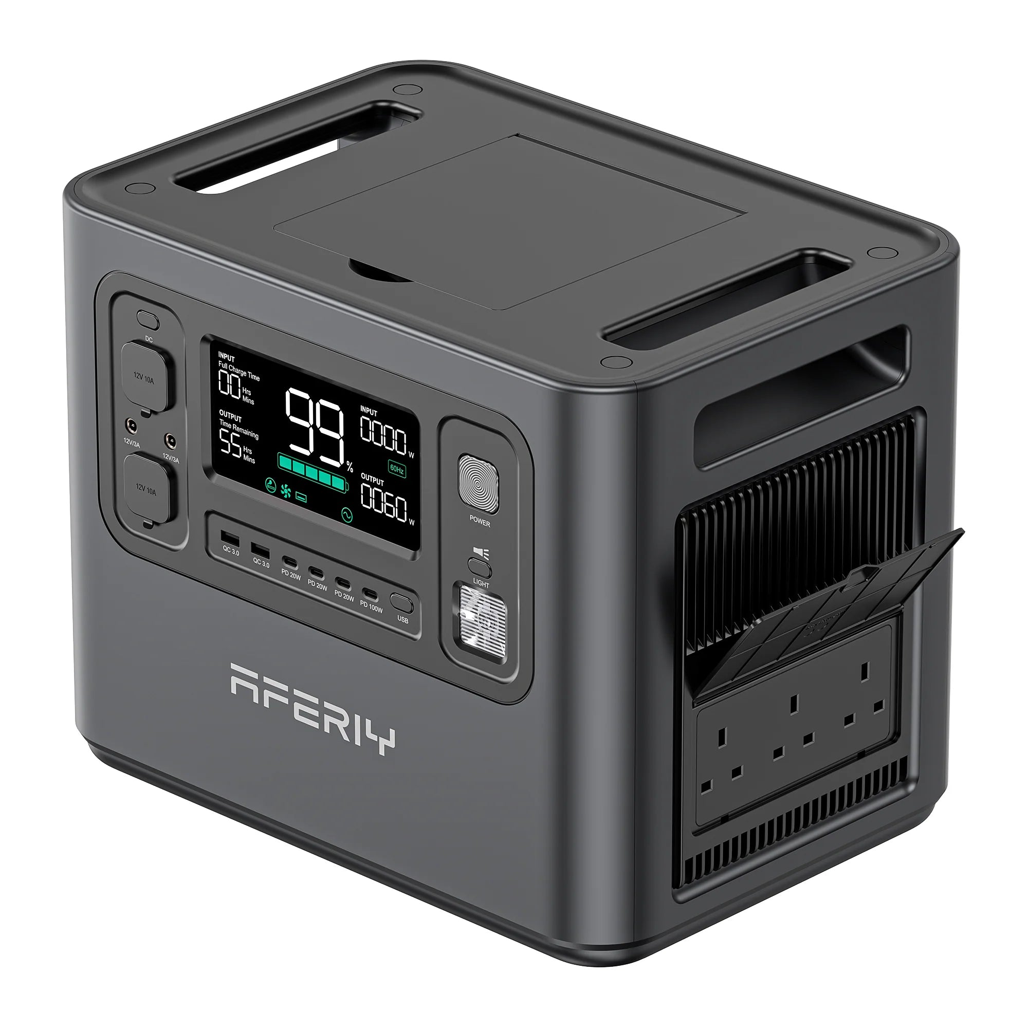 2400W 2048Wh LiFePO4 Portable Power Station, UK Plug, App Control, UPS & 13 Outputs for Camping, RV & Home Backup