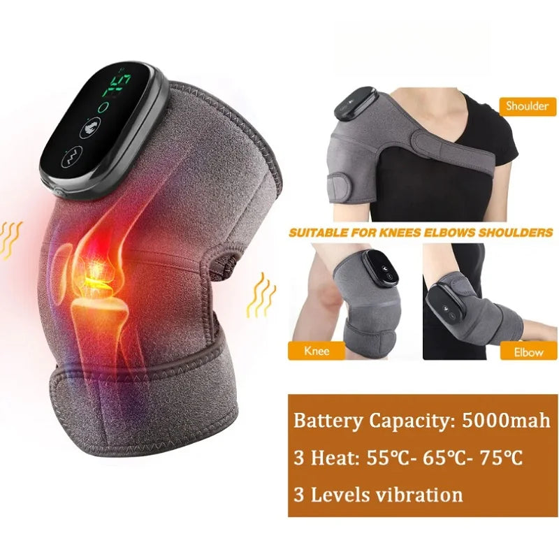 Heated Massage Shoulder Pad with 3 Temperature Settings, Vibration Modes, and Digital Controller - Black/Grey