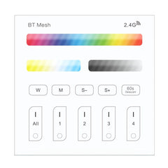 A AC100-240V Bluetooth Mesh RGBWC Remote Touch Panel Dimmer Controller for LED Lighting