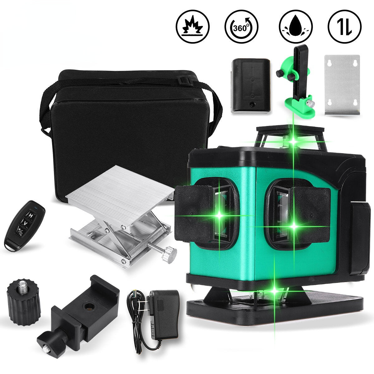 Laser Level 16 Lines 4D Self-Leveling 360 Horizontal And Vertical Cross Super Powerful Green Laser Beam Line Laser Level