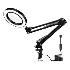 Flexible Desk Magnifier 5X USB LED Magnifying Glass 3 Colors Illuminated Magnifier