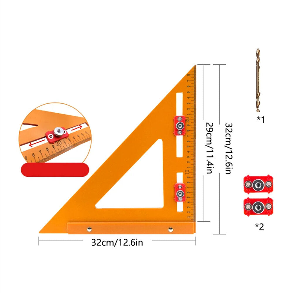 2-in-1 Drilling & Marking Angle Ruler - Precision Tool for Woodworking, Durable Bakelite, Versatile for Cabinet Installation