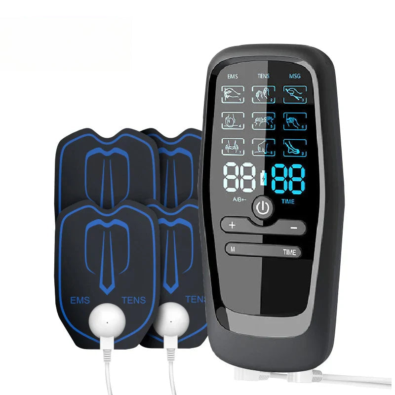 TENS Electric Massager with 6 Modes & 19 Intensity Levels for Pain Relief, Rechargeable, Includes Electrodes & USB Cable