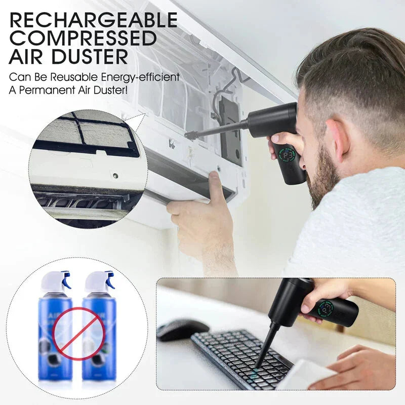 2-in-1 6000mAh Cordless Air Duster & Vacuum - Digital Display, for Keyboard/Computer/Car Cleaning