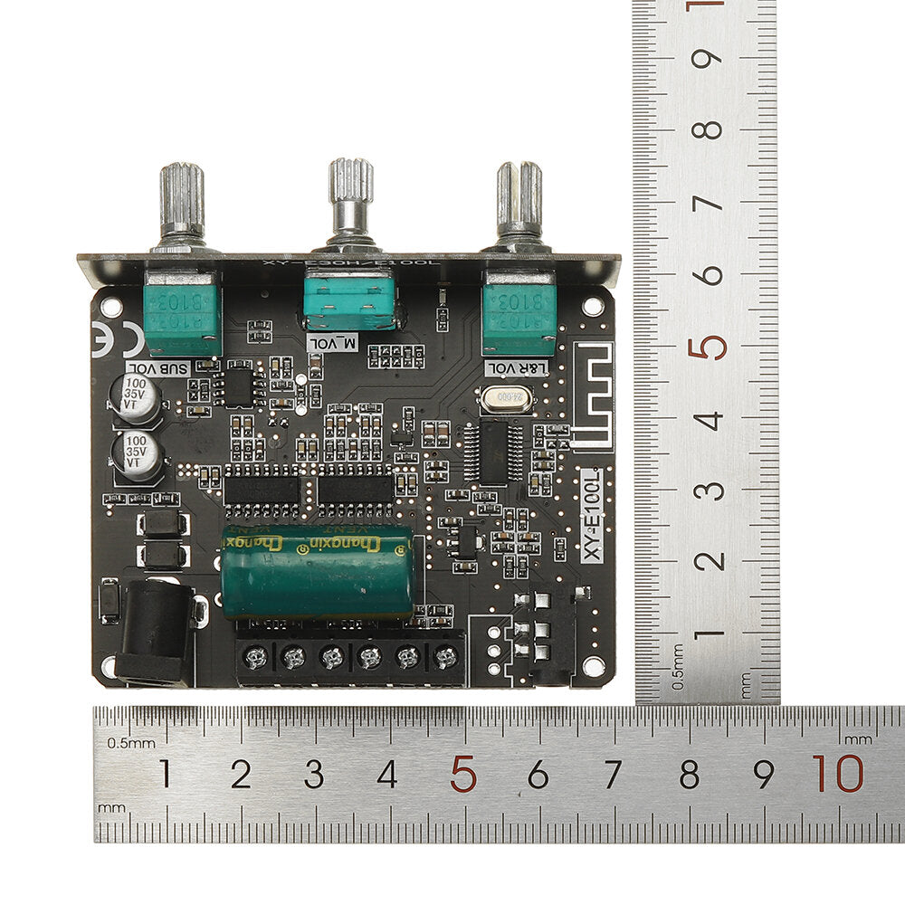 50Wx2+100W 2.1 Channel Bluetooth Audio Power Amplifier Board Module High and Low Tone Subwoofer APP Control E100L DC9-24V