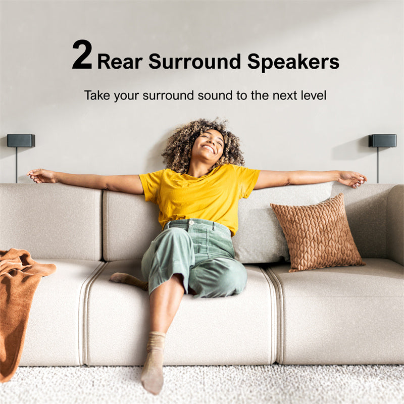 410W 7.1CH Soundbar with 2x Steady 300 Stands Virtual Surround Sound System with 4 Wired Surround Speakers and 6.5" Wireless Subwoofer Home Theater SurroundX Soundbar Subwoofer with 2x Pairs of Steady 300 Surround Speaker Stands