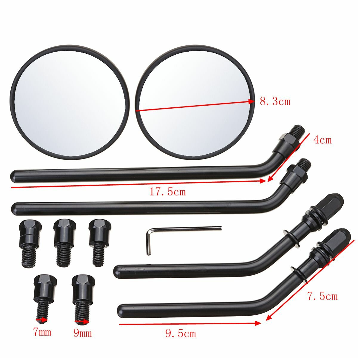 Diameter 85mm Retro Round Rearview Motorcycle Mirrors Long/Short Handle