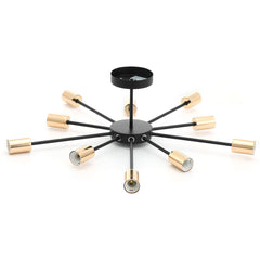 10-Lights Modern Sputnik Chandelier Bronze Flush Mount Ceiling Light Rustic Chandelier Without Bulbs for Bedroom Kitchen Dining Room Living Room