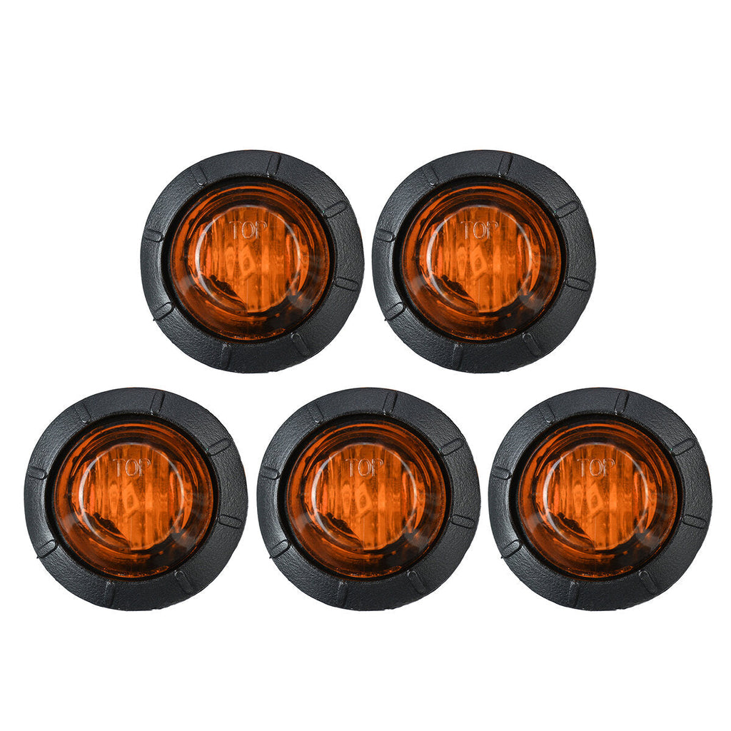5pcs 24V Round LED Side Marker Light Indicator Lamp Truck Trailer Caravan Van