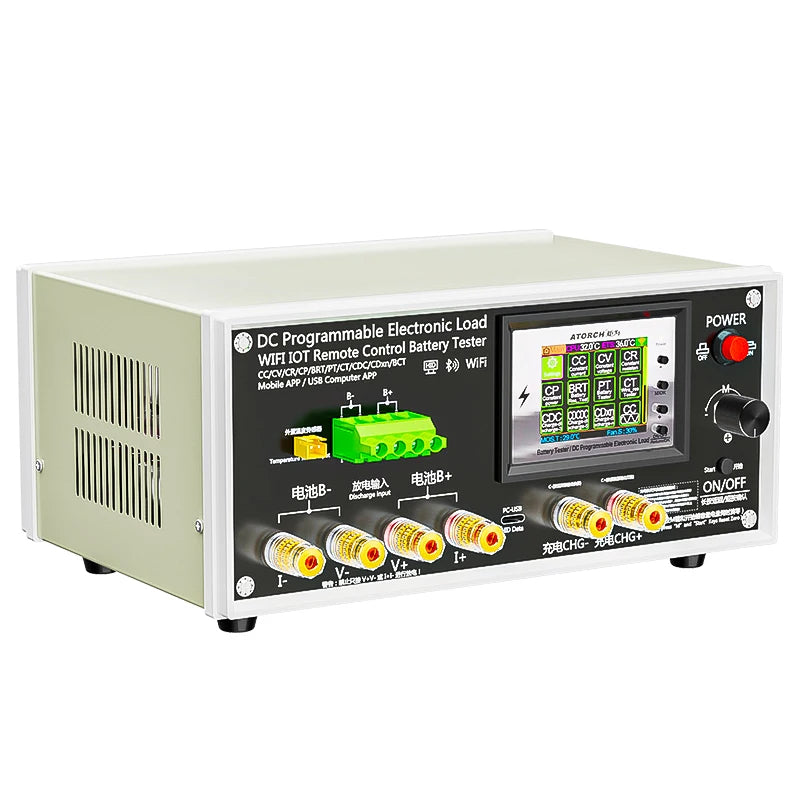Electronic Load Tester 150/300/450/600W WiFi Tuya 0-200V 50A Battery Capacity Monitor Programmable Discharge Tool IPS Display High Precision Bluetooth Connection