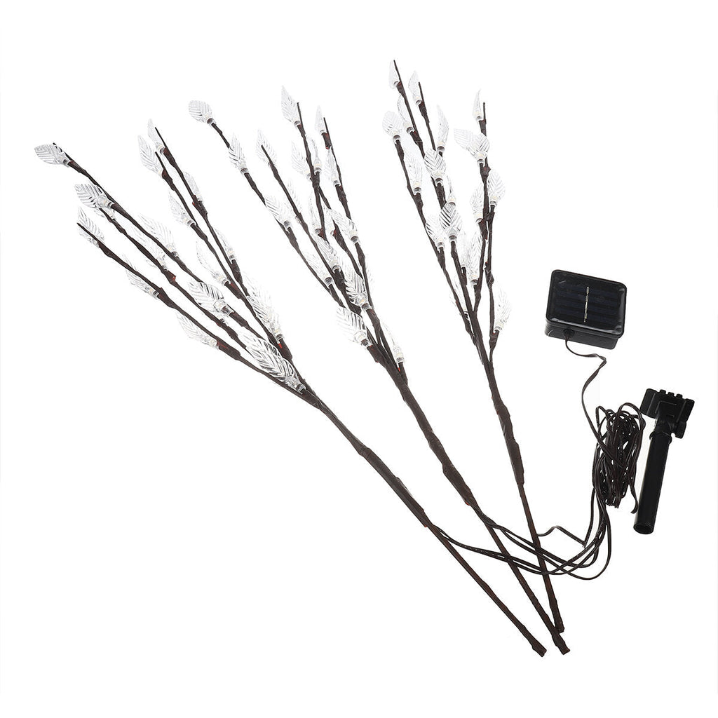 3Pcs Solar Leaf Branch Tree 60 LED Lights Twig Garden Yard Lawn Walkway Christmas Decorations