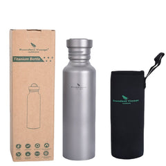 Titanium Sports Bottle with Hanging Lid Tea Cup Outdoor Camping Cycling Wide-mouth Water Bottle Mug