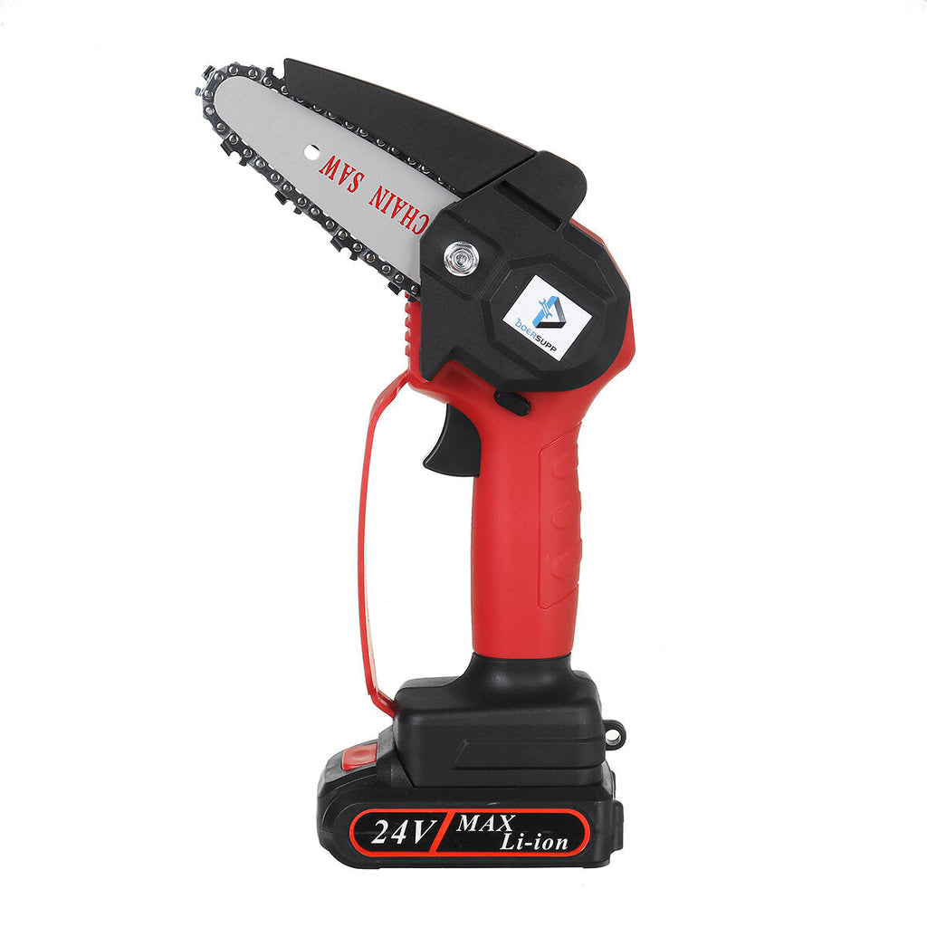 4" 24V Rechargeable Cordless Electric Saw Mini Handheld Chainsaw Wood Cutter Tool